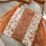 Georgia- Brown Hair On Fringe Crossbody