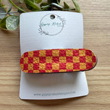 Hair Clip Flat- Red & Yellow Checkered