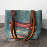 June Tote Bag- Denver Teal with Rays