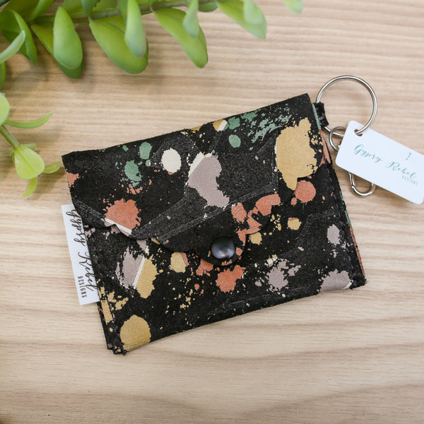 Mini Pouch-  Black Paint Splatter