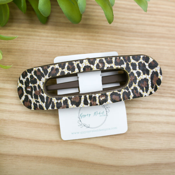 Hair Clip Flat- Distressed Cheetah