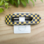 Hair Clip Flat- Black & Yellow Checkered