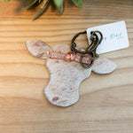 Cow Keychain- Rose Gold Hair on Hide