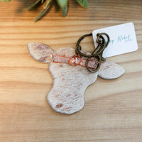 Cow Keychain- Rose Gold Hair on Hide