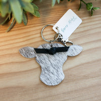 Cow Keychain- Salt & Pepper Hair on Hide