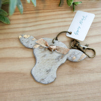 Cow Keychain- Gold Hair on Hide
