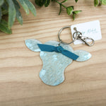 Cow Keychain- Teal Hair on Hide