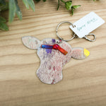 Cow Keychain- Rainbow Hair on Hide