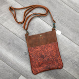 Georgia- Embossed Brown Crossbody