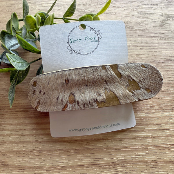 Hair Clip Flat- Gold Acid Hair on Hide