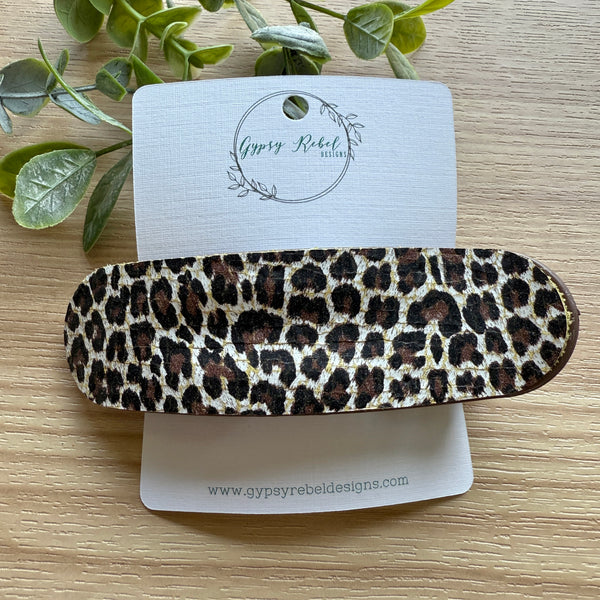 Hair Clip Flat- Distressed Cheetah