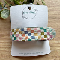 Hair Clip Flat- Boho Checkered