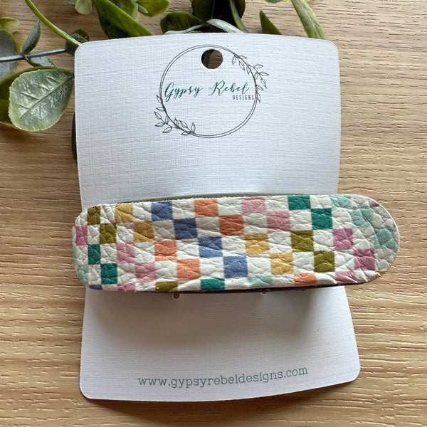 Hair Clip Flat- Boho Checkered