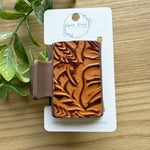 Hair Claw- Tan Embossed