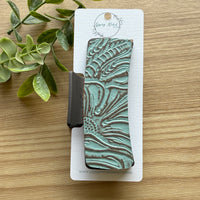 Hair Claw- Turquoise & Brown Embossed