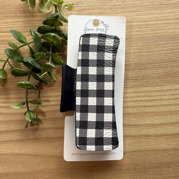 Hair Claw- Black & White Buffalo Plaid