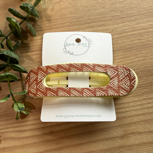 Hair Clip Flat- Terracotta Triangles