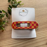 Hair Clip Flat- Red & Yellow Checkered