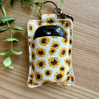 Hand Sanitizer Keychain- White Sunflowers