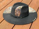 Burnt Hat- Black Metallic Animal Print