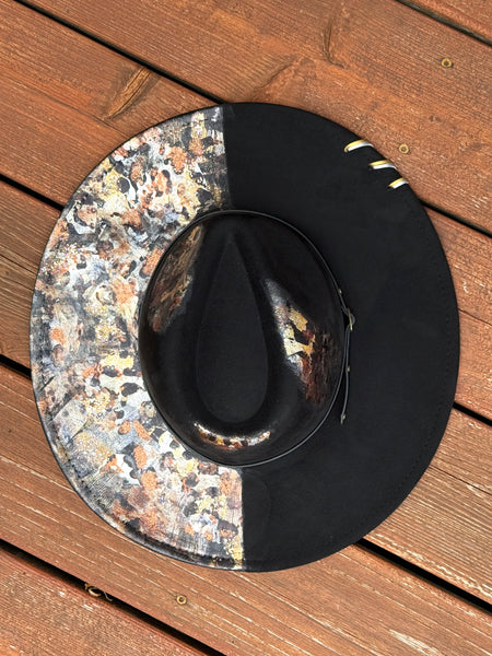 Burnt Hat- Black Metallic Animal Print