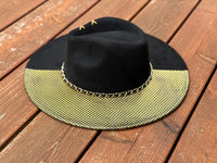 Burnt Hat- Black & Gold Checkered