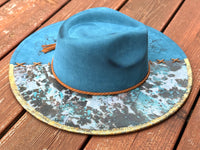 Burnt Hat- Teal Floral Longhorn