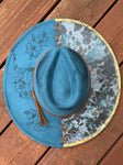 Burnt Hat- Teal Floral Longhorn