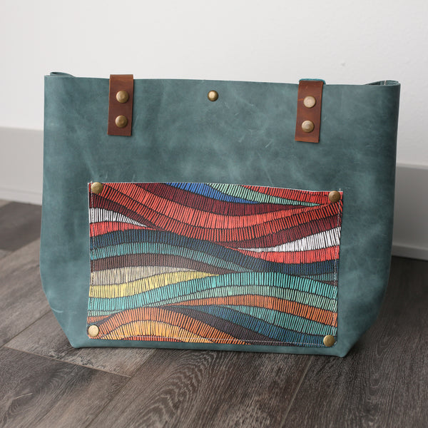 June Tote Bag- Denver Teal with Rays