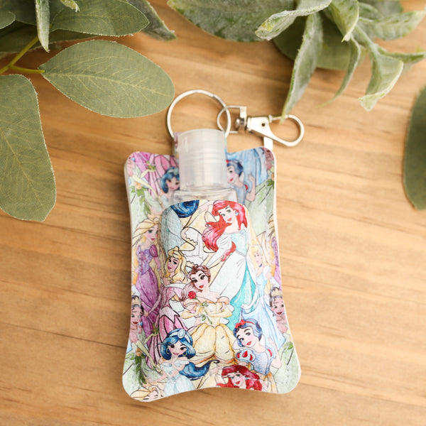 Hand Sanitizer Keychain- Watercolor Princesses