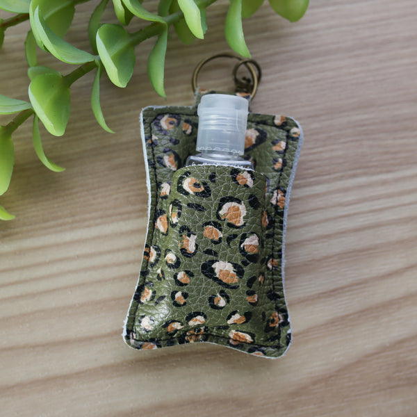 Hand Sanitizer Keychain- Olive Cheetah