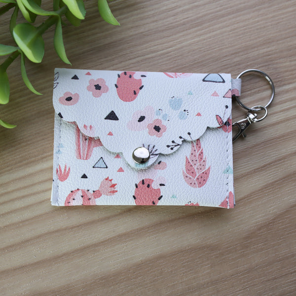 Card & Coin Pouch-Pink & Mint Cactus