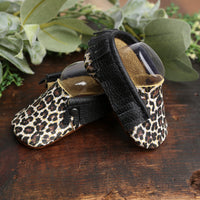 Leather Baby Moccasins- Distressed Cheetah